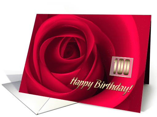 Happy 100th Birthday. Elegant Red Rose card (812388)