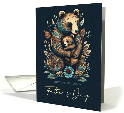 Happy Father's Day Bear Dad and His Cub Folk Art card (812869)