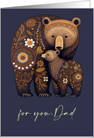 For Dad on Father’s Day Cute Bear Dad and His Cub Folk Art card