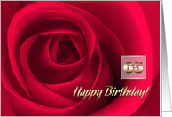 Happy 65th Birthday. Elegant Red Rose card