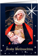 Frohe Weihnachten. German Christmas card. Madonna with Child card
