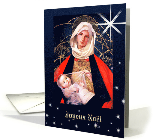 Joyeux Nol.French Christmas card. Madonna with Child card (820784)