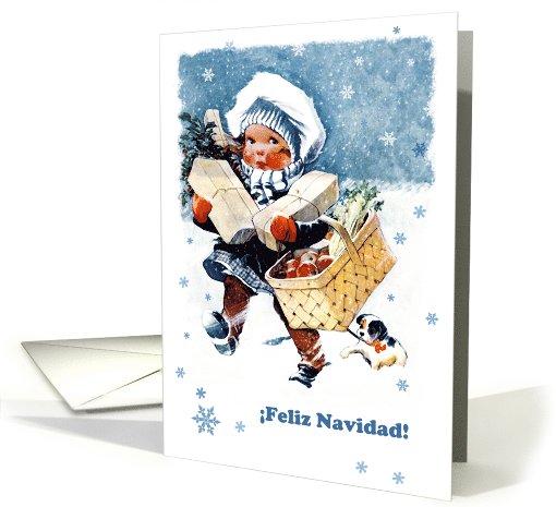 Feliz Navidad. Spanish Christmas card. Vintage Scene card (820788)