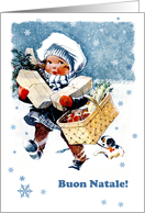 Buon Natale. Italian Christmas card. Vintage Scene card