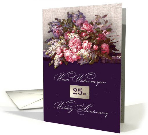 Happy 25th Wedding Anniversary. Romantic Roses card (821008)