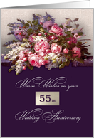 Happy 55th Wedding Anniversary. Romantic Roses card
