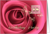 18th Birthday Party Invitation. Pink Rose card