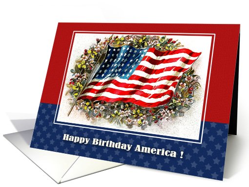 Happy Birthday America! US Flag .Vintage card (826473)