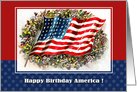 Happy Birthday America! US Flag .Vintage card