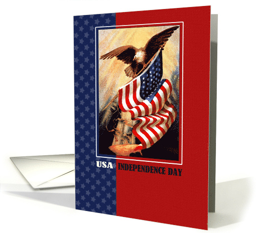 Happy 4th od July Vintage Bald Eagle with US Flag card (826487)