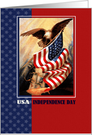 Happy 4th od July Vintage Bald Eagle with US Flag card