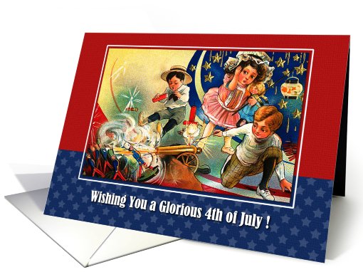 4th of July Wishing. Vintage kids card (826492)