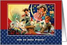 4th of July Party Invitation. Kids with firecrackers.Vintage card