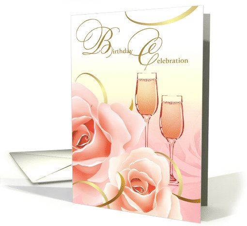 Birthday Celebration Invitation. Pink Roses card (828762)