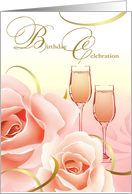 Birthday Celebration Invitation. Pink Roses card