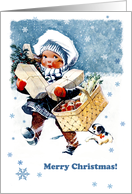 Merry Christmas. Christmas Vintage Scene card