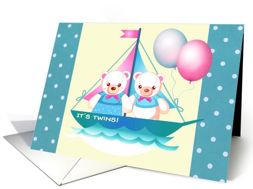 Twins Boy and Girl Adoption Announcement. Teddy Bears card (838743)