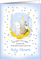 Twin Boys Baby Shower Invitation. Cute Bunnies card