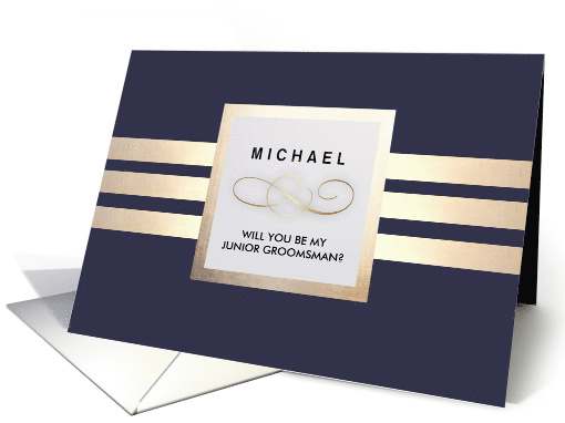Be my Junior Groomsman. Navy Blue Simple Elegant design card (838758)