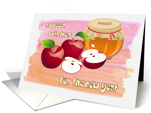 Honey Pot and Apples. Rosh Hashanah card (854527)