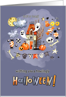 Trick or Treat! Spooky House, Halloween Pumpkins and Ghosts card