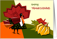 Happy Thanksgiving. Colorful Turkey and Pumpkins card