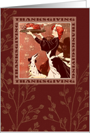 Thanksgiving Dinner Invitation. Vintage Thanksgiving Day Scene card