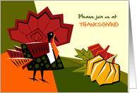 Thanksgiving Dinner Invitation. Turkey and Pumpkins card