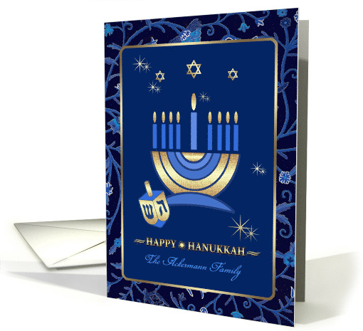Happy Hanukkah. Menorah and Star of David Cuistomized card (880530)
