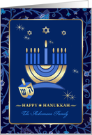 Happy Hanukkah. Menorah and Star of David Cuistomized Card