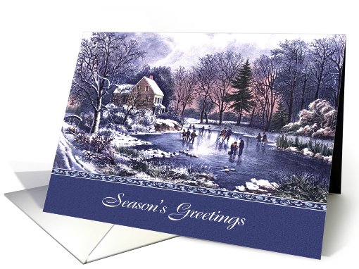 Season´s Greetings. Vintage Country Winter Scene card (881275)