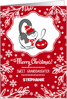 Merry Christmas for Granddaughter. Cute Kitty with Christmas Bauble card