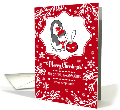 Merry Christmas for Grandparents. Cute Kitty with... (881302)