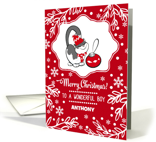 Merry Christmas for a Wonderful Boy. Custom Kid's Name card (881304)