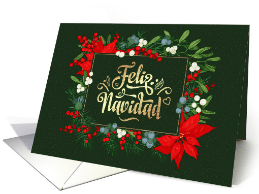 Feliz Navidad Merry Christmas in Spanis Poinsettia and... (882052)