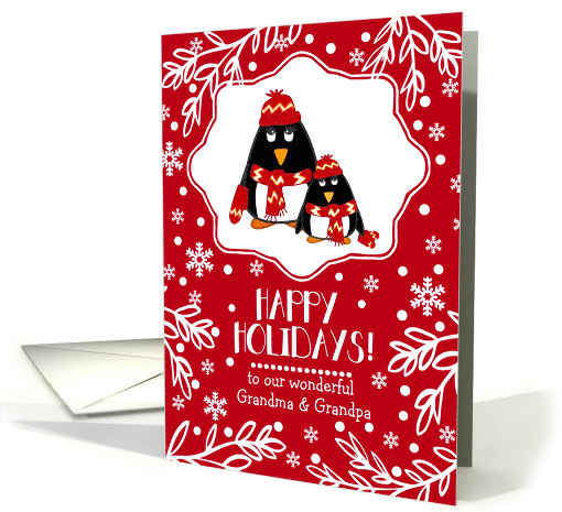 Happy Holidays For Grandparents.Two Little Penguins card (883317)