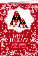 Happy Holidays For Grandparents.Two Little Penguins card