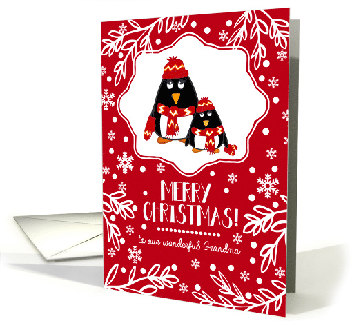Merry Christmas for Grandmother.Two Cute Penguins card (883319)