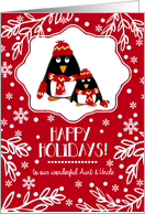 Happy Holidays for Aunt and Uncle.Two Cute Penguins card