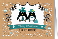 Merry Christmas for Grandchildren. Cute Penguin Couple card