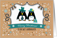 Merry Christmas for Granddaughter. Cute Penguin Couple card