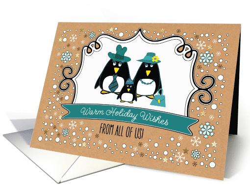 Merry Christmas from All of Us. Cute Penguin Family of 3 card (883352)