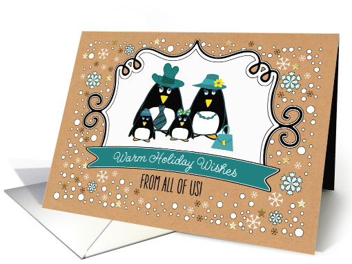 Merry Christmas from All of Us. Cute Penguin Family of 4 card (883354)