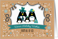 Merry Christmas from All of Us. Cute Penguin Family of 4 card