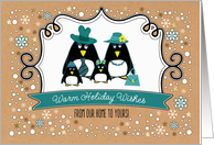 Merry Christmas from Our Home to Yours. Cute Penguin Family of 4 card