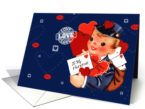 For Life Partner on Valentine's Day Vintage Little Postman card