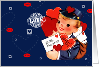 For Life Partner on Valentine’s Day Vintage Little Postman card