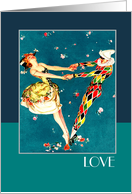 To the One I love. Valentine’s Day Vintage Art Deco Couple in Love card