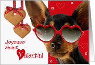 Joyeuse Saint Valentin. French Card with Funny Dog card