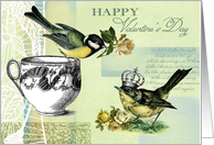 Happy Valentine’s Day Vintage Birds Collage card